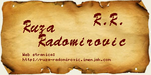 Ruža Radomirović vizit kartica